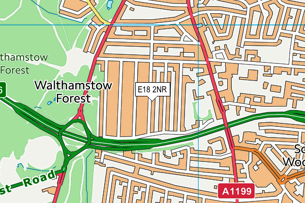 E18 2NR map - OS VectorMap District (Ordnance Survey)