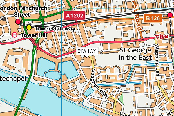 E1W 1WY map - OS VectorMap District (Ordnance Survey)