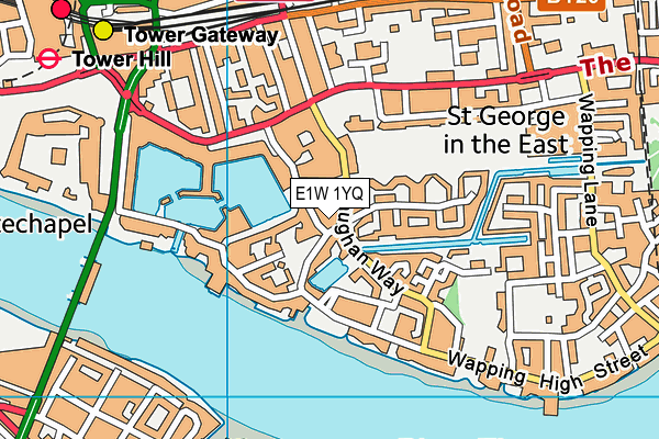 E1W 1YQ map - OS VectorMap District (Ordnance Survey) E1W 1YQ map - OS VectorMap District (Ordnance Survey)