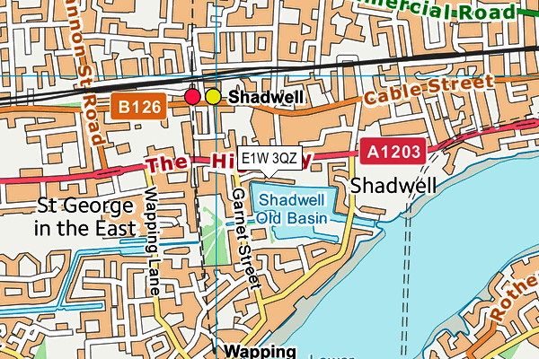 E1W 3QZ map - OS VectorMap District (Ordnance Survey)