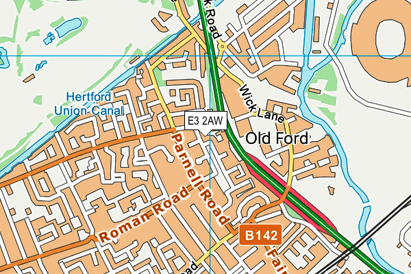 E3 2AW map - OS VectorMap District (Ordnance Survey)