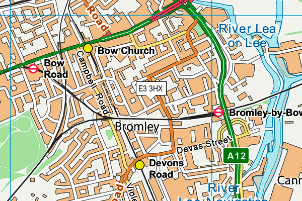 E3 3HX map - OS VectorMap District (Ordnance Survey)