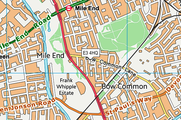 E3 4HQ map - OS VectorMap District (Ordnance Survey)