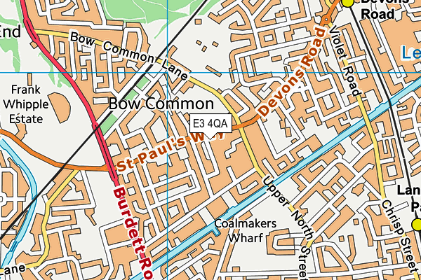 E3 4QA map - OS VectorMap District (Ordnance Survey)