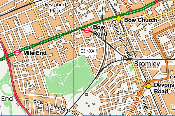 E3 4XA map - OS VectorMap District (Ordnance Survey)