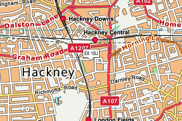 E8 1BJ map - OS VectorMap District (Ordnance Survey)