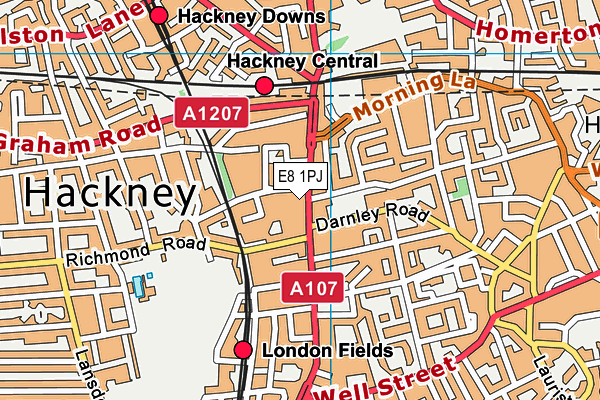 E8 1PJ map - OS VectorMap District (Ordnance Survey) E8 1PJ map - OS VectorMap District (Ordnance Survey)
