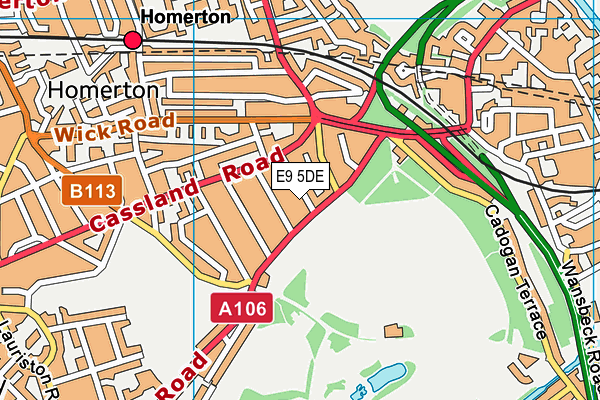 E9 5DE map - OS VectorMap District (Ordnance Survey)