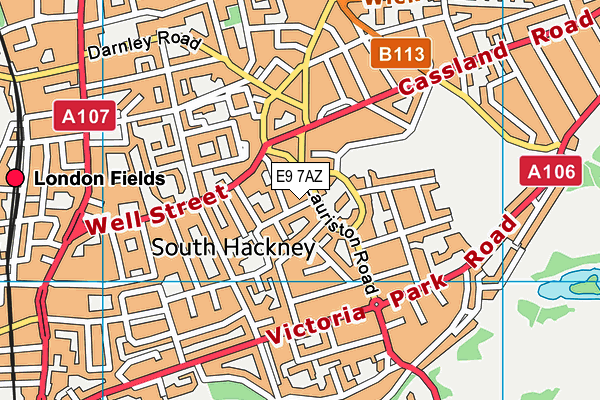 E9 7AZ map - OS VectorMap District (Ordnance Survey) E9 7AZ map - OS VectorMap District (Ordnance Survey)
