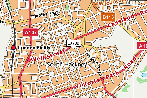 E9 7BB map - OS VectorMap District (Ordnance Survey)