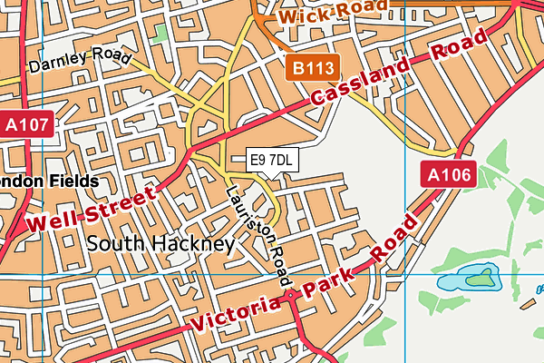 E9 7DL map - OS VectorMap District (Ordnance Survey)