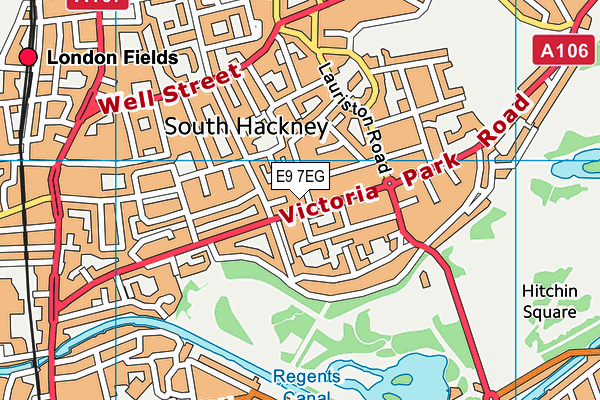 E9 7EG map - OS VectorMap District (Ordnance Survey)