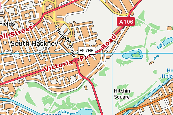 E9 7HE map - OS VectorMap District (Ordnance Survey)