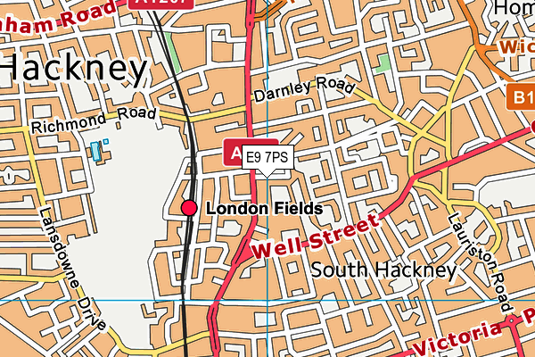 E9 7PS map - OS VectorMap District (Ordnance Survey)