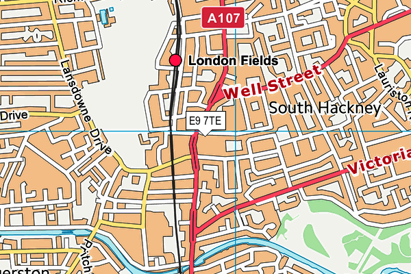 E9 7TE map - OS VectorMap District (Ordnance Survey)