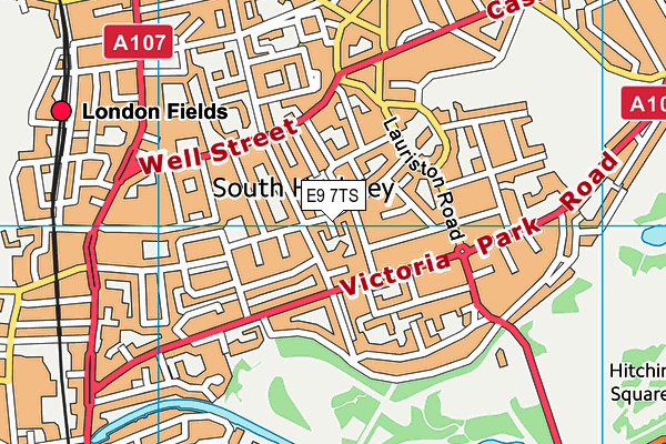 E9 7TS map - OS VectorMap District (Ordnance Survey)