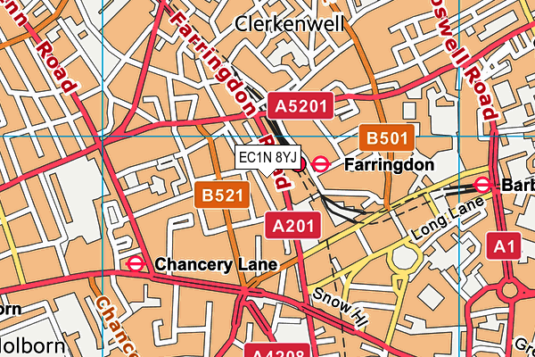 EC1N 8YJ map - OS VectorMap District (Ordnance Survey)