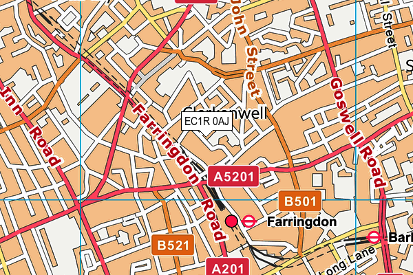 EC1R 0AJ map - OS VectorMap District (Ordnance Survey)