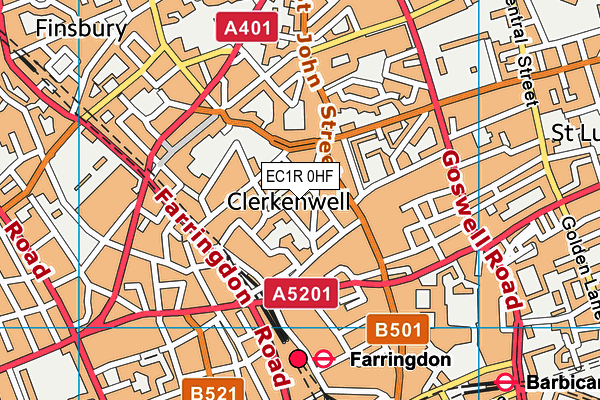 EC1R 0HF map - OS VectorMap District (Ordnance Survey)