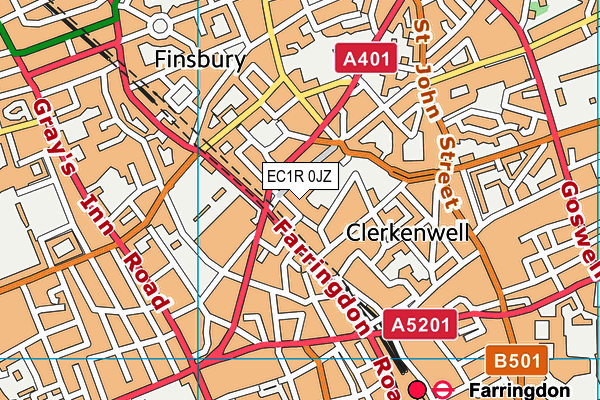 EC1R 0JZ map - OS VectorMap District (Ordnance Survey) EC1R 0JZ map - OS VectorMap District (Ordnance Survey)