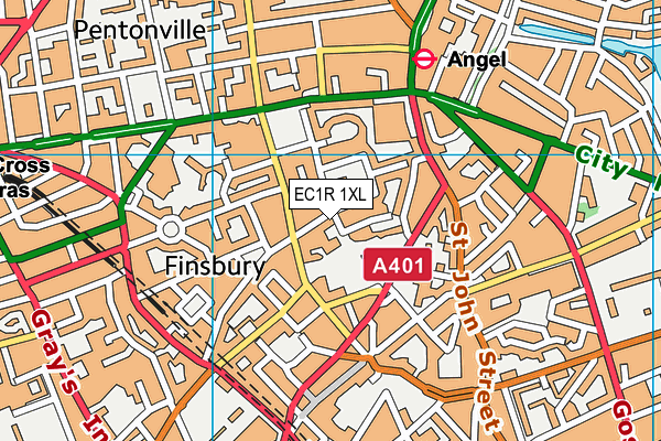 EC1R 1XL map - OS VectorMap District (Ordnance Survey) EC1R 1XL map - OS VectorMap District (Ordnance Survey)