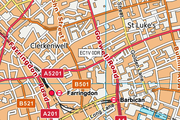 EC1V 0DR map - OS VectorMap District (Ordnance Survey)