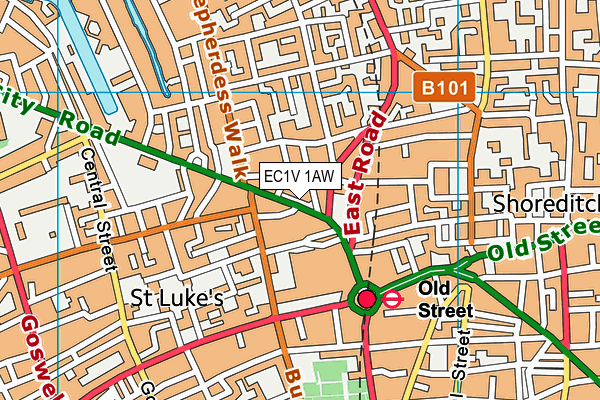EC1V 1AW map - OS VectorMap District (Ordnance Survey)