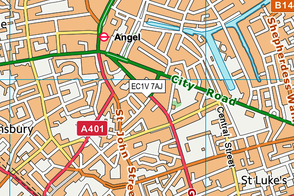 EC1V 7AJ map - OS VectorMap District (Ordnance Survey) EC1V 7AJ map - OS VectorMap District (Ordnance Survey)