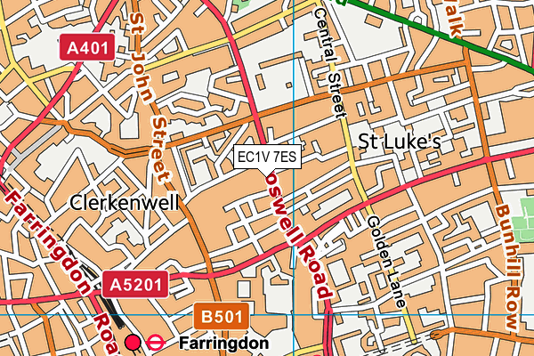 EC1V 7ES map - OS VectorMap District (Ordnance Survey)