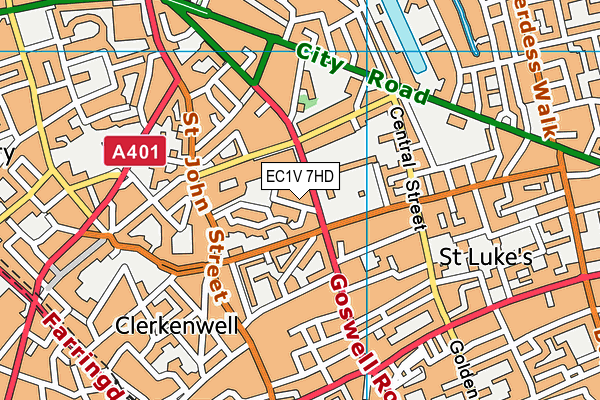 EC1V 7HD map - OS VectorMap District (Ordnance Survey)