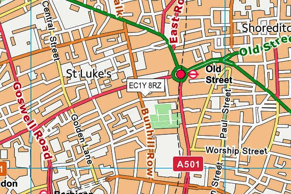 EC1Y 8RZ map - OS VectorMap District (Ordnance Survey)