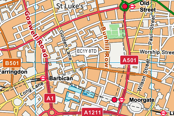 EC1Y 8TD map - OS VectorMap District (Ordnance Survey)