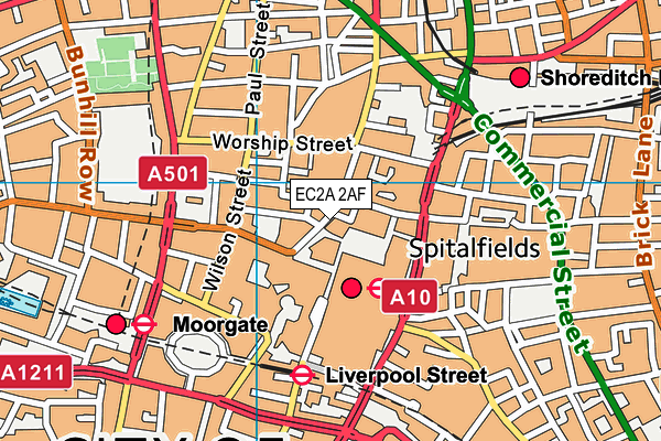 EC2A 2AF map - OS VectorMap District (Ordnance Survey) EC2A 2AF map - OS VectorMap District (Ordnance Survey)
