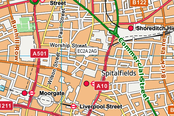 EC2A 2AG map - OS VectorMap District (Ordnance Survey) EC2A 2AG map - OS VectorMap District (Ordnance Survey)