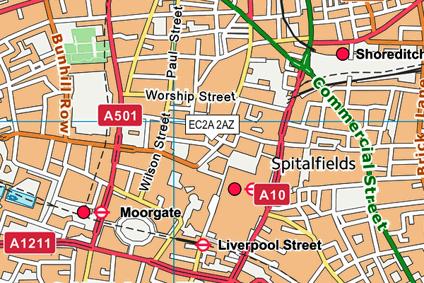 EC2A 2AZ map - OS VectorMap District (Ordnance Survey) EC2A 2AZ map - OS VectorMap District (Ordnance Survey)