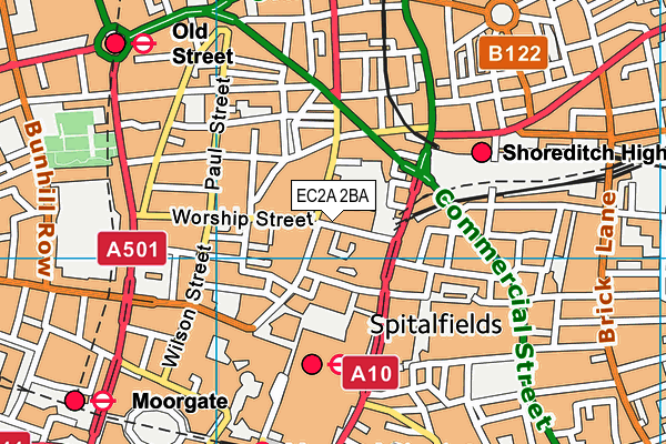 EC2A 2BA map - OS VectorMap District (Ordnance Survey) EC2A 2BA map - OS VectorMap District (Ordnance Survey)