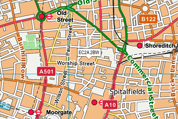EC2A 2BW map - OS VectorMap District (Ordnance Survey) EC2A 2BW map - OS VectorMap District (Ordnance Survey)