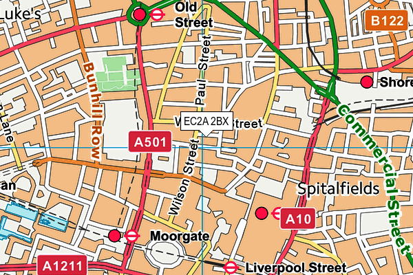 EC2A 2BX map - OS VectorMap District (Ordnance Survey) EC2A 2BX map - OS VectorMap District (Ordnance Survey)