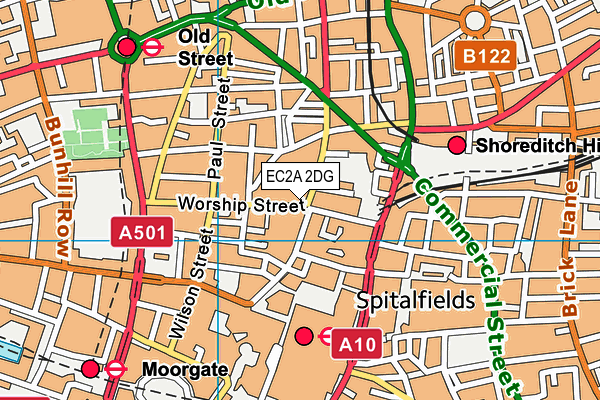 EC2A 2DG map - OS VectorMap District (Ordnance Survey) EC2A 2DG map - OS VectorMap District (Ordnance Survey)
