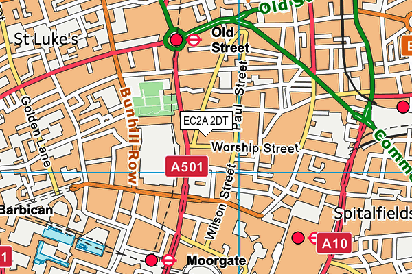 EC2A 2DT map - OS VectorMap District (Ordnance Survey) EC2A 2DT map - OS VectorMap District (Ordnance Survey)