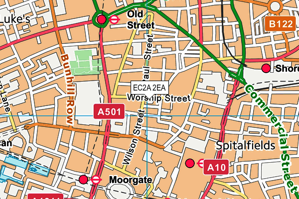 EC2A 2EA map - OS VectorMap District (Ordnance Survey)