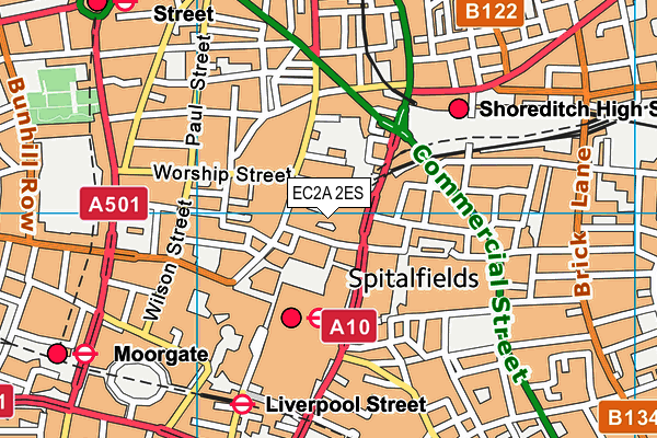 EC2A 2ES map - OS VectorMap District (Ordnance Survey) EC2A 2ES map - OS VectorMap District (Ordnance Survey)