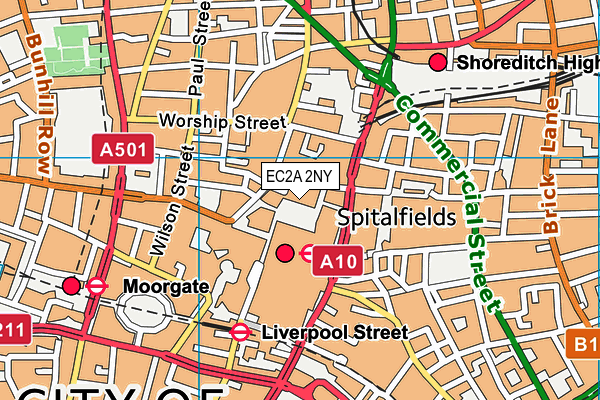 EC2A 2NY map - OS VectorMap District (Ordnance Survey) EC2A 2NY map - OS VectorMap District (Ordnance Survey)