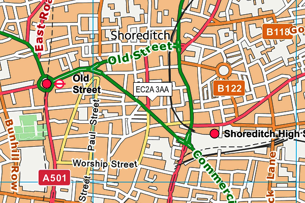 EC2A 3AA map - OS VectorMap District (Ordnance Survey) EC2A 3AA map - OS VectorMap District (Ordnance Survey)