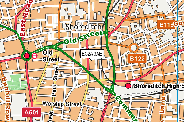 EC2A 3AE map - OS VectorMap District (Ordnance Survey)