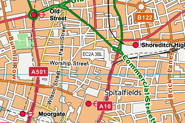EC2A 3BL map - OS VectorMap District (Ordnance Survey)