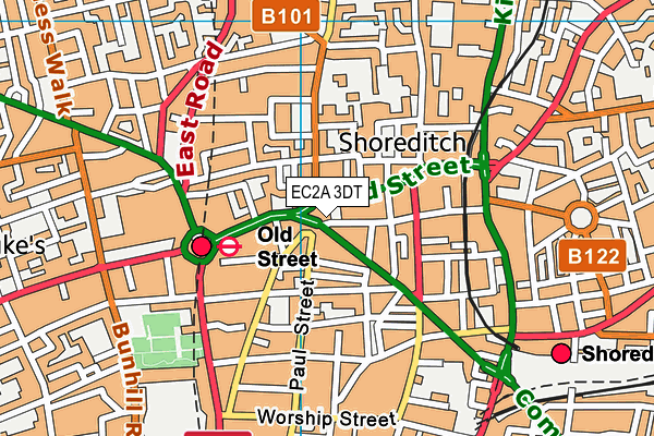 EC2A 3DT map - OS VectorMap District (Ordnance Survey)