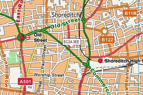EC2A 3EE map - OS VectorMap District (Ordnance Survey)