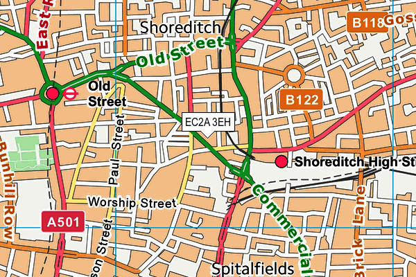 EC2A 3EH map - OS VectorMap District (Ordnance Survey)