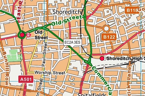 EC2A 3ES map - OS VectorMap District (Ordnance Survey)